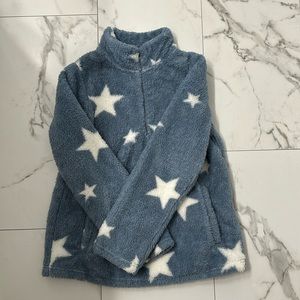Mia & Tess star fuzzy quarter zip